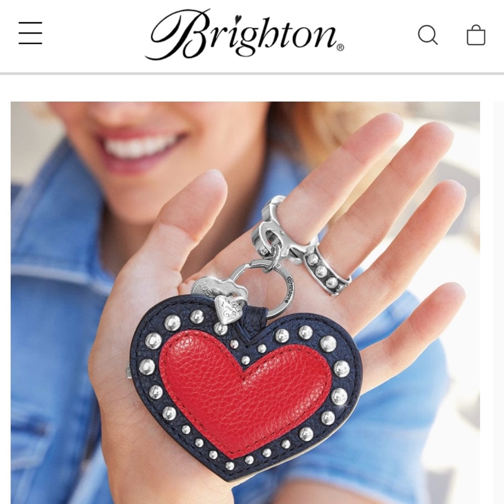 Brighton Pink and Black Heart Keychain with Pouch